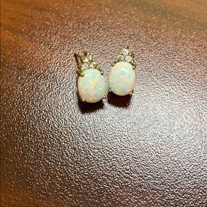 Opal and Diamond Earrings